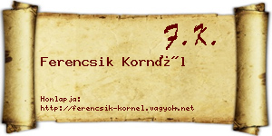 Ferencsik Kornél névjegykártya